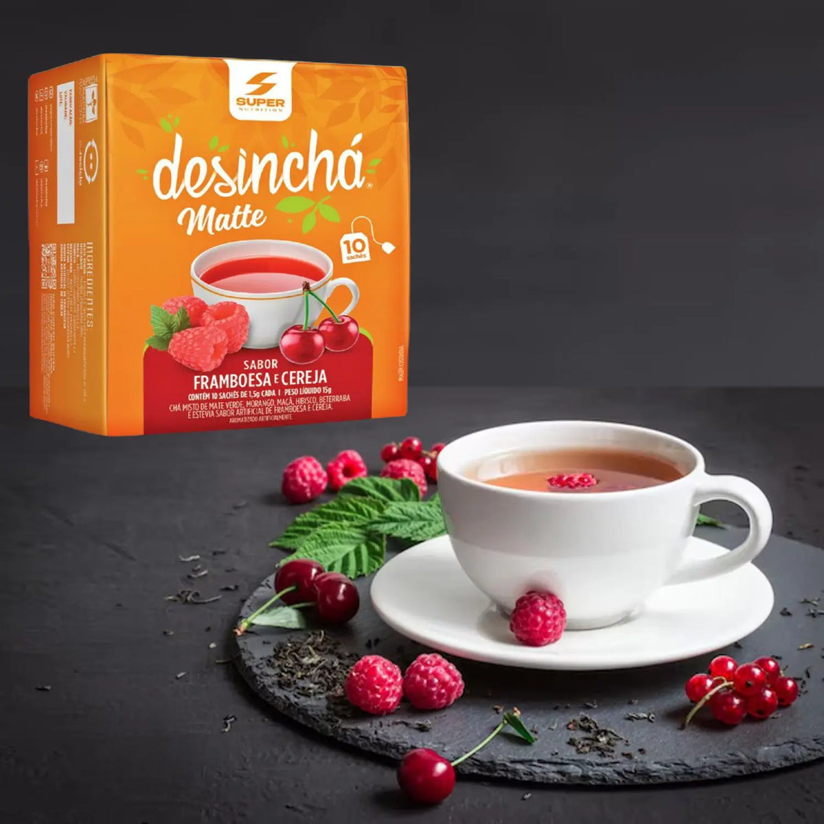 Desincha Matte sabor Framboesa e Cereja - 10 Saches