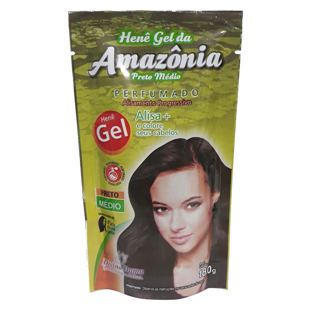Amazônia Henê Gel Preto Médio Pouche - 180g