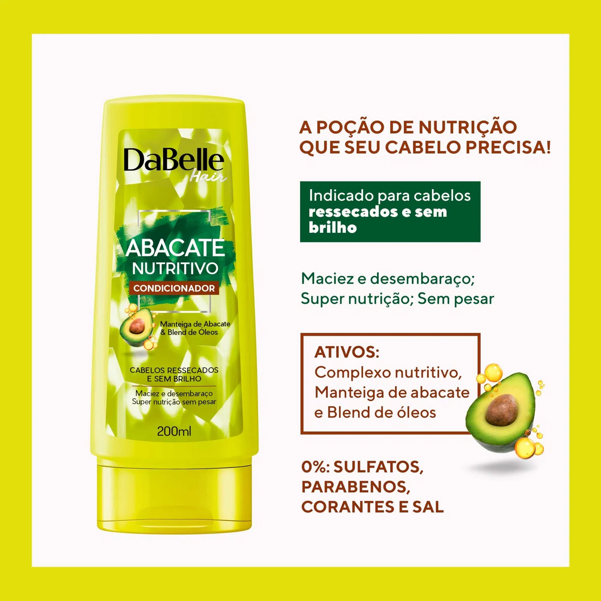 Condicionador Dabelle Abacate Nutritivo - 200ml