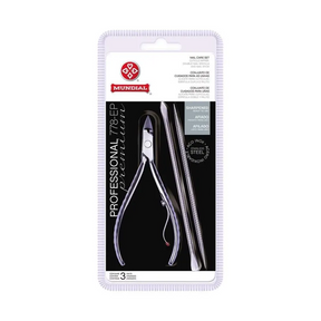 Kit Alicate Mundial 778ep c/ Espátula e Palito de Unha inox Profissional
