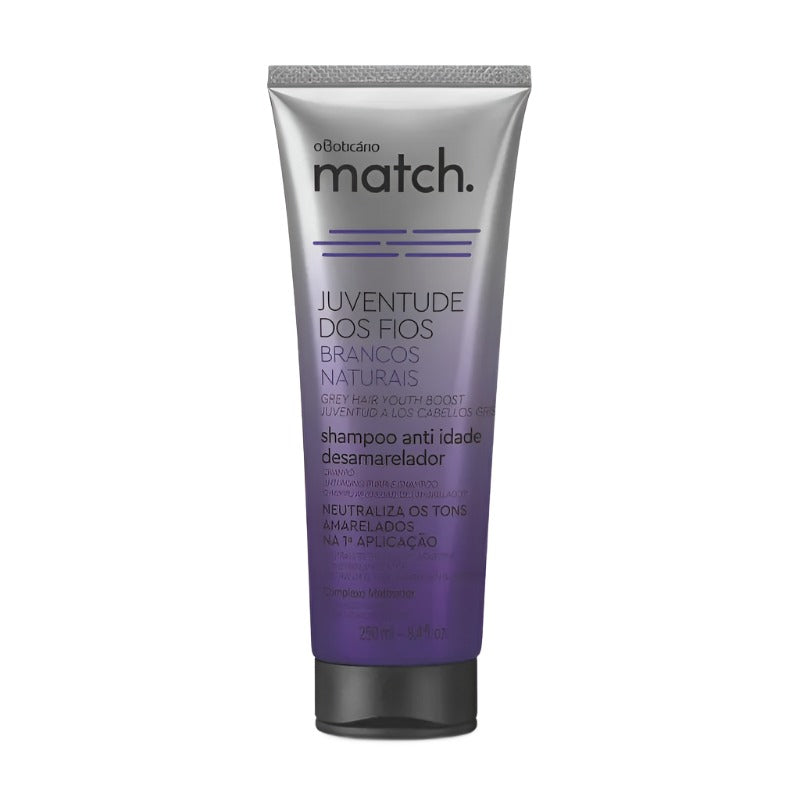 Anti-Aging Anti-yellowing Match Juventude dos Fios Brancos Naturais Shampoo 250ml