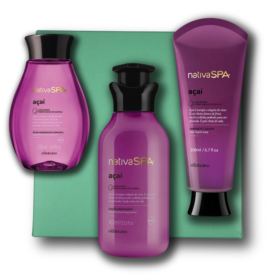 Nativa SPA Açaí Kit Gift (400ml Lotion + Liquid Soap + Oil + Box + Bag)