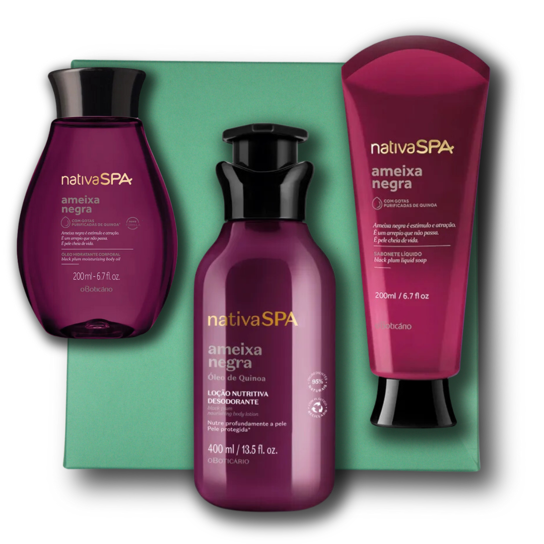 Nativa SPA Ameixa Negra Kit Gift (400ml Lotion + Liquid Soap + Oil + Box + Bag) lol