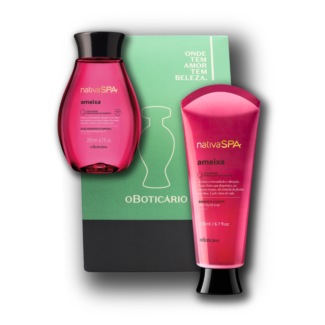 Nativa SPA Ameixa Kit Gift (moisturizing oil + liquid soap + packaging + bag)