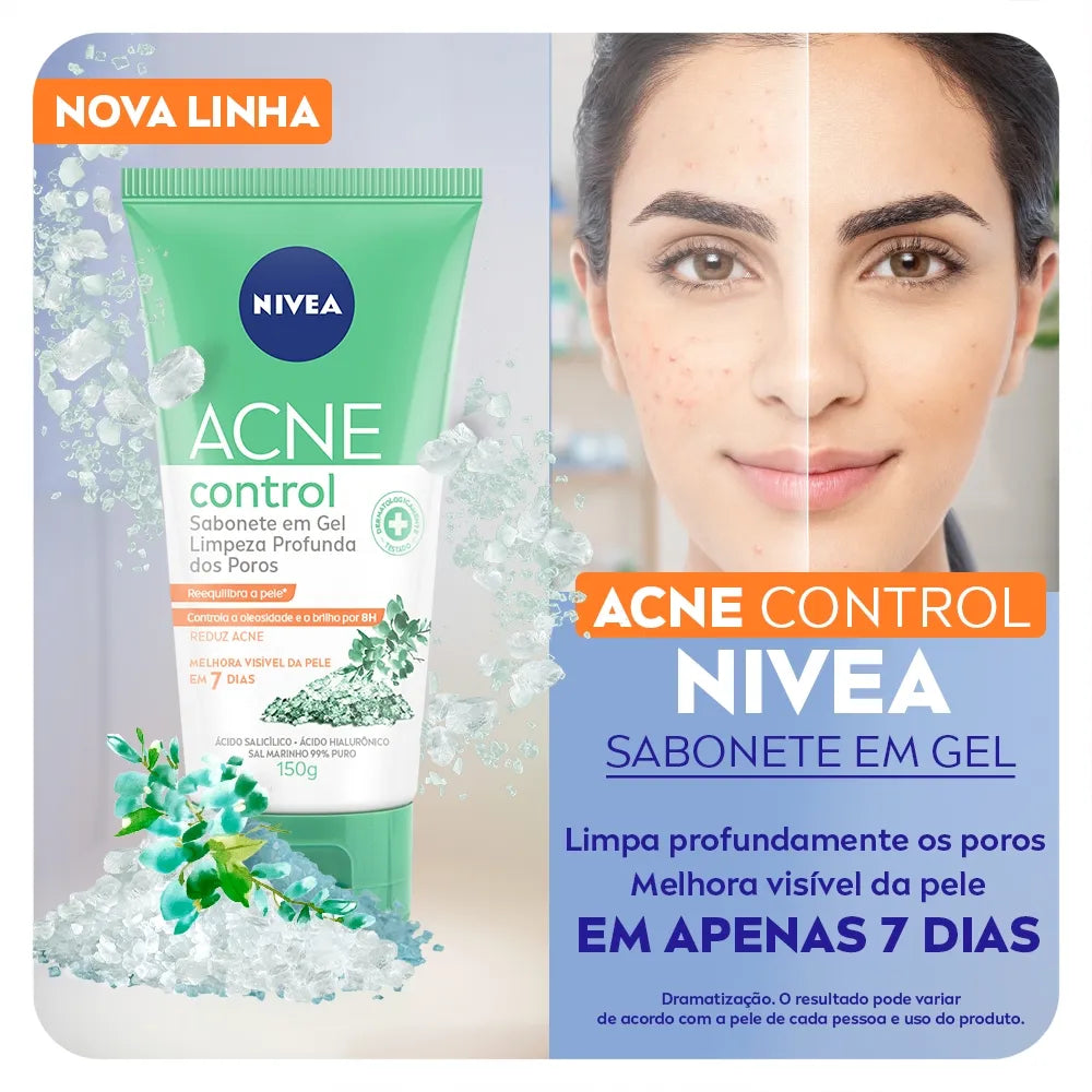 Sabonete Facial em Gel Nivea Acne Control Limpeza Profunda dos Poros - 150g