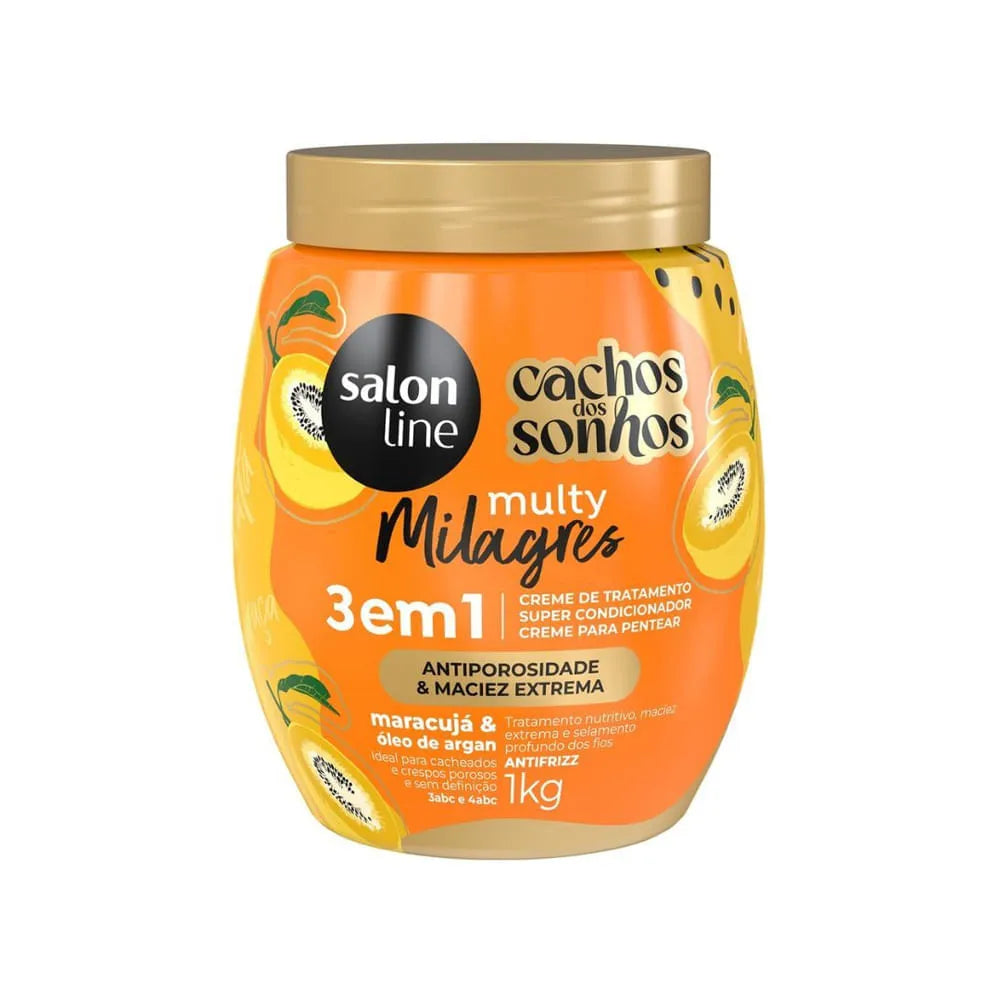 Creme 3 em 1 Salon Line Cachos Dos Sonhos Multy Milagres Maracujá - 1kg