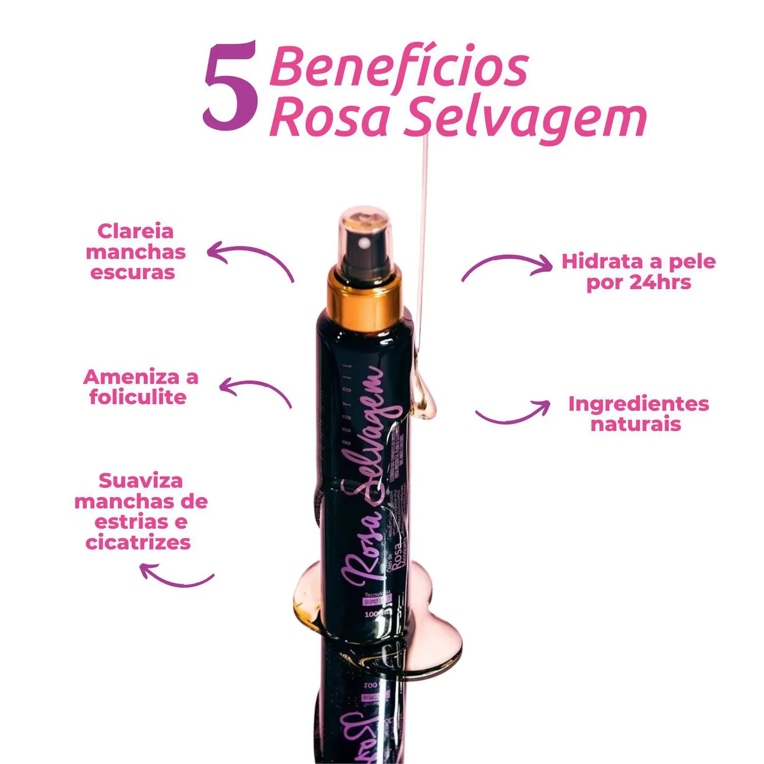 Rosa Selvagem Óleo Clareador Corporal - 100ml
