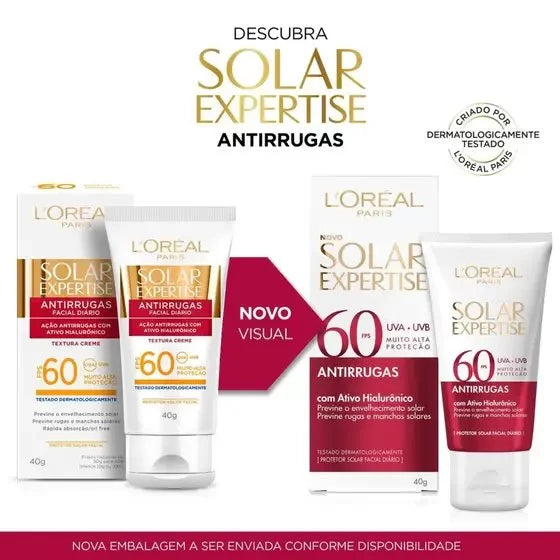 Facial Sunscreen L'Oréal Expertise Antirrugas FPS 60 com 40g