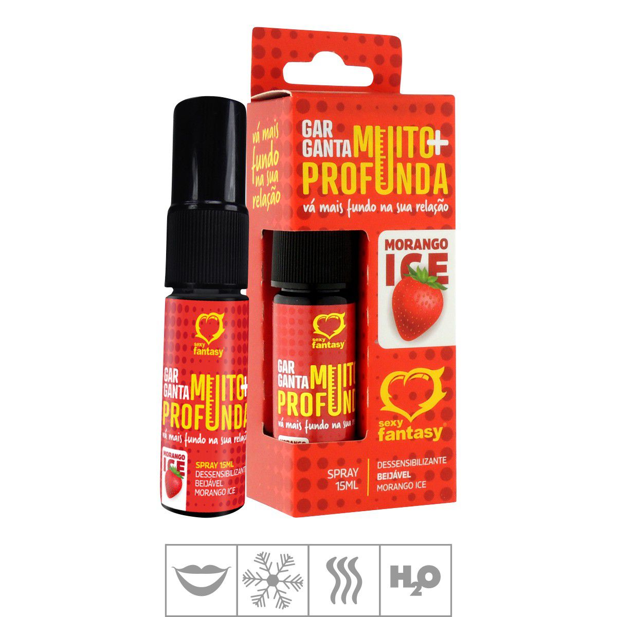 Spray Para Sexo Oral Garganta Muito Mais Profunda Sabor Morango - 15ml